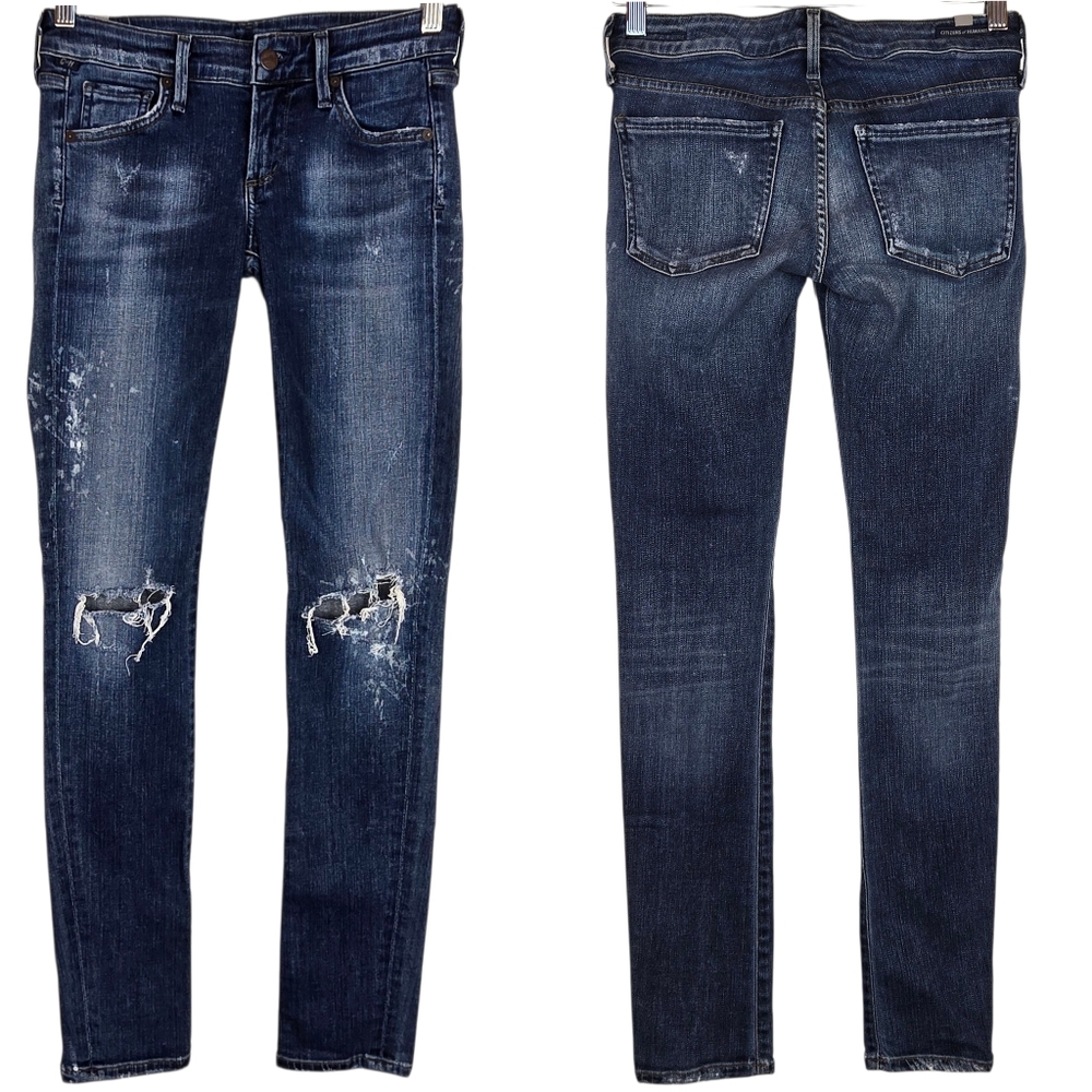 Citizens of Humanity Racer Low Rise Skinny Jean Distressed Ripped Stretch 25